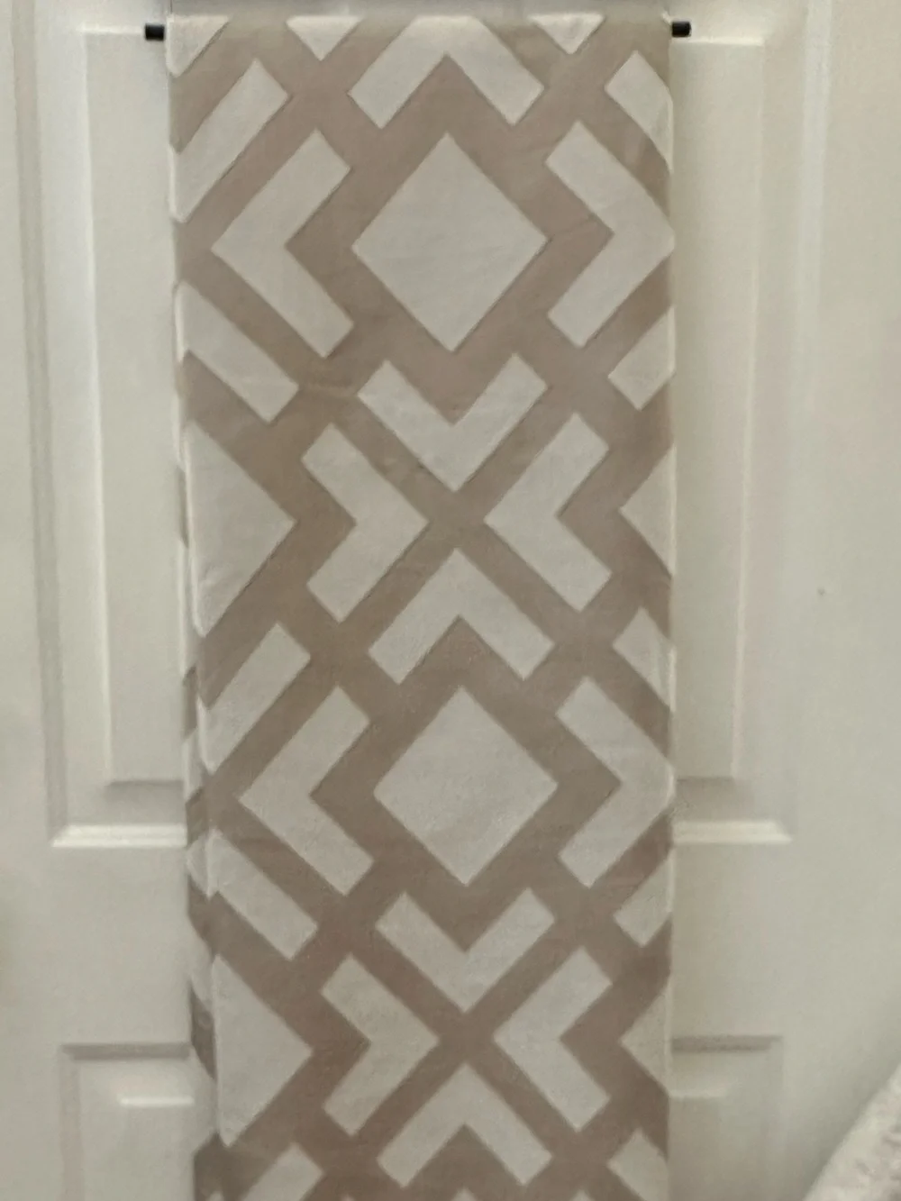Geometric Luxury Jacquard Linen Curtain Panels Set of 2 Taupe Grey NWT